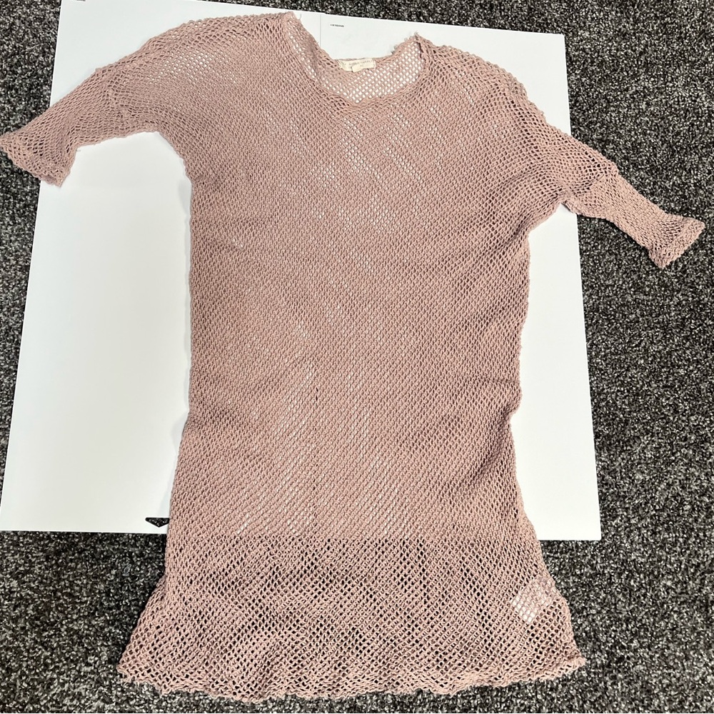 Truly Madly Deeply nude cotton mesh swim slipcover dress